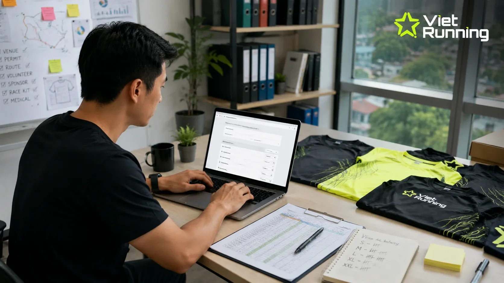 Bảng size &aacute;o chạy bộ v&agrave; &aacute;o mẫu được d&ugrave;ng để chọn size cho sự kiện