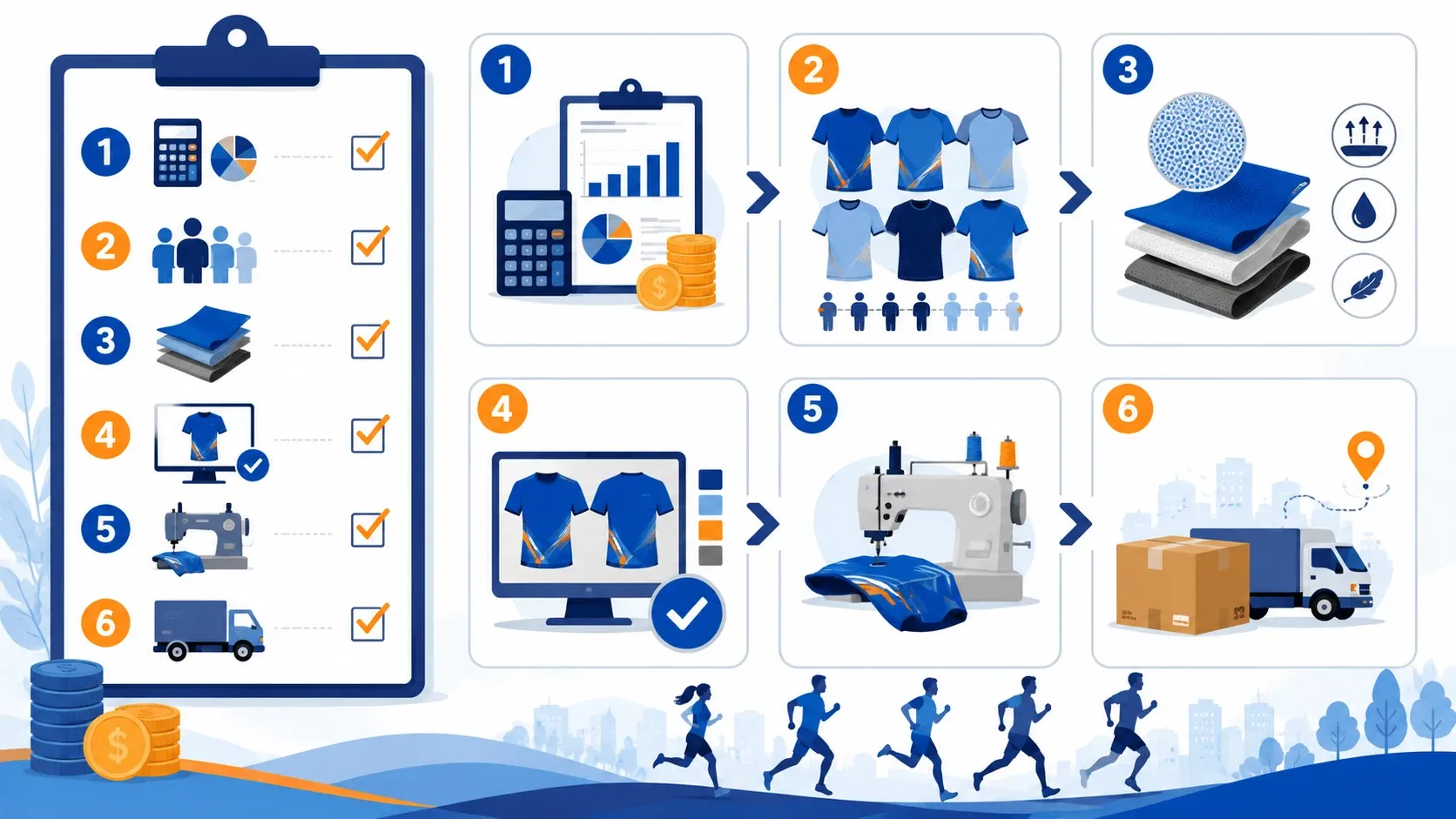 Minh họa checklist đặt &aacute;o chạy bộ theo ng&acirc;n s&aacute;ch doanh nghiệp