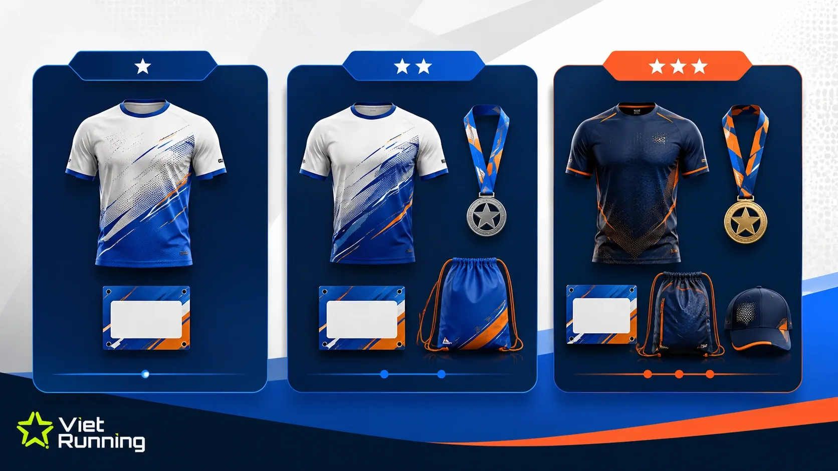 Minh họa so sánh 3 gói race kit Starter, Standard và Premium theo ngân sách tổ chức giải chạy Minh họa so sánh 3 gói race kit Starter, Standard và Premium theo ngân sách tổ chức giải chạy