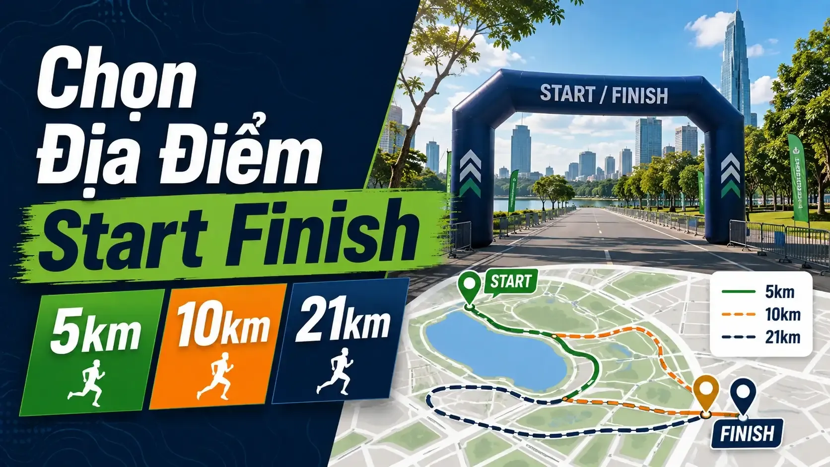 Thumbnail Cách Chọn Địa Điểm Start Finish Cho Giải Chạy 5km, 10km, 21km